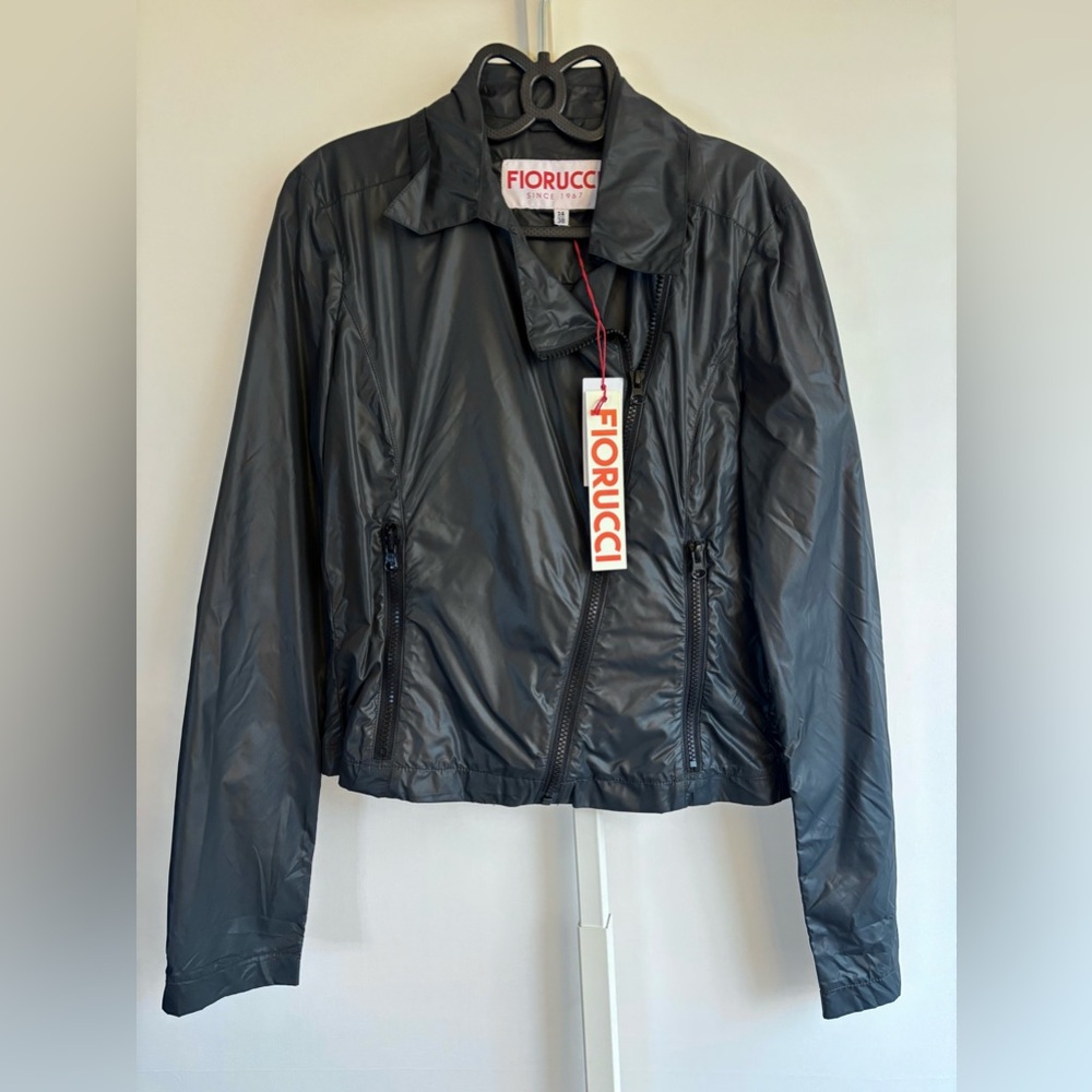 Fiorucci Black Moto Jacket 80s y2k 38